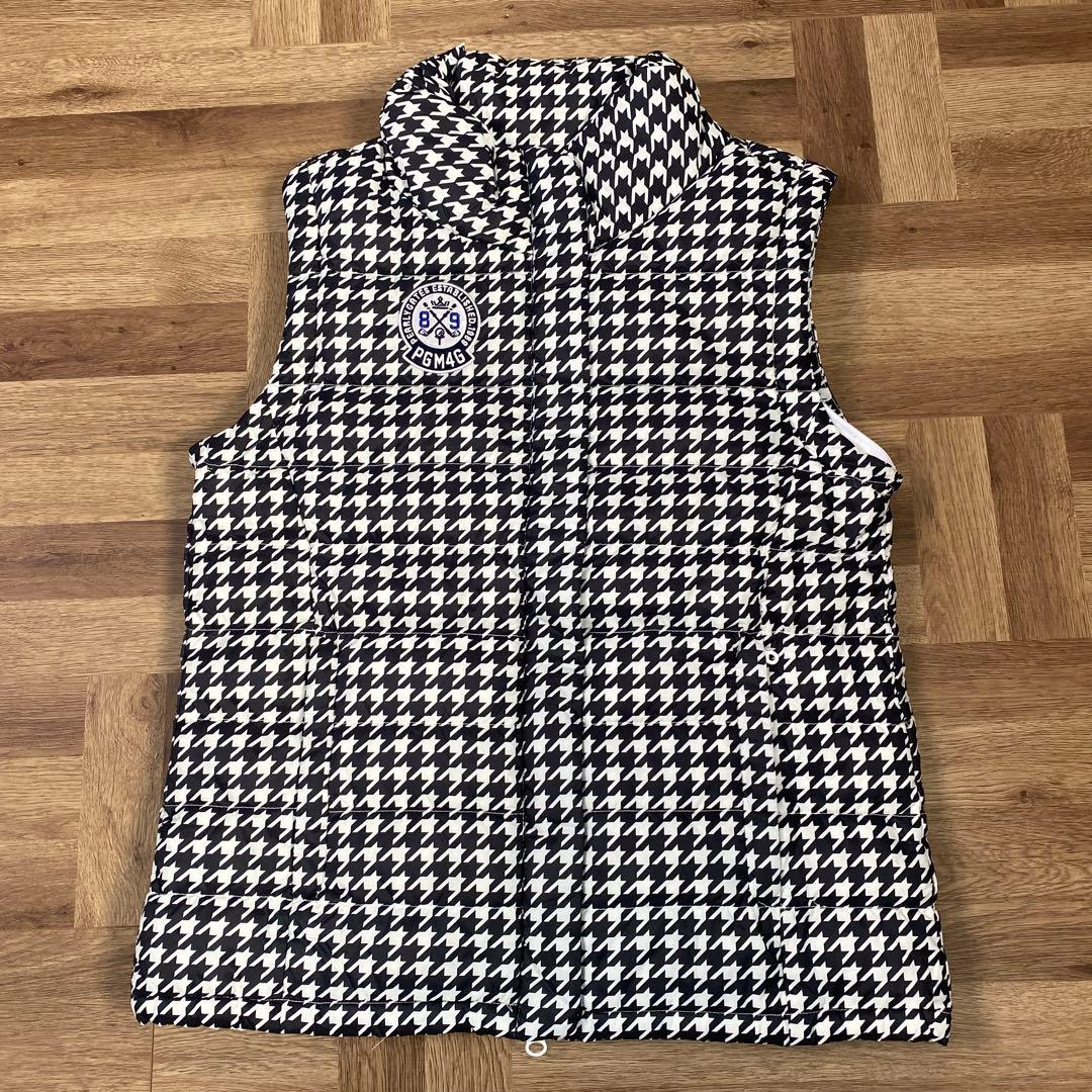 美品♡2way♡ダウンジャケット♡ベスト♡千鳥柄♡ホワイト♡ネイビー♡S