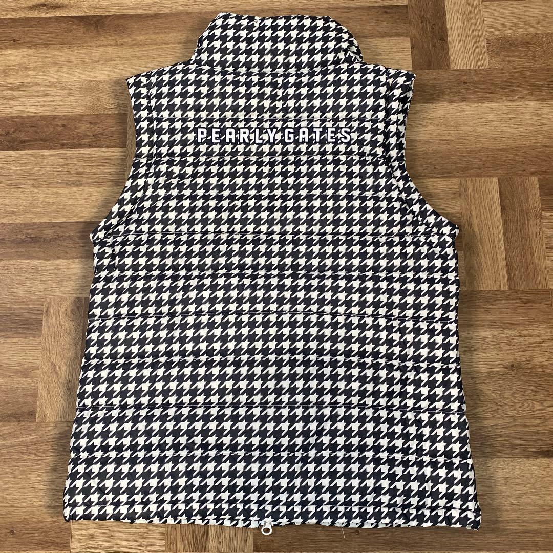 美品♡2way♡ダウンジャケット♡ベスト♡千鳥柄♡ホワイト♡ネイビー♡S