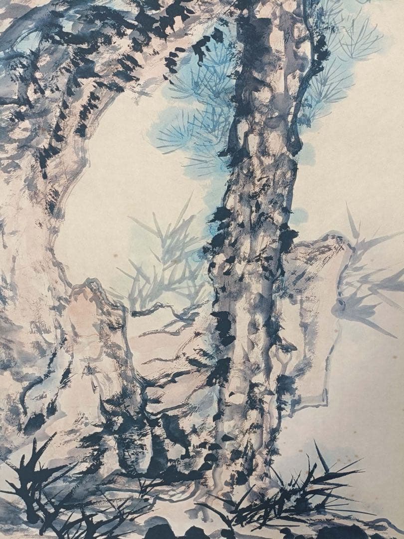 【张大千】崇寿 中国画 掛け軸 水墨画 和室 玄関 茶室 壁掛け 美術品