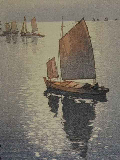 吉田博、【風静】、希少な額装用画集より、美品、日本人画家、新品額装付