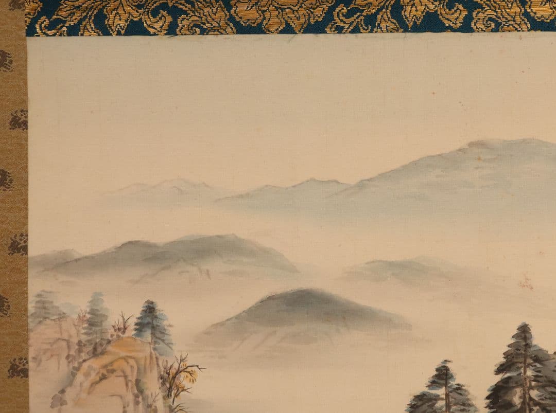 【真作】日本画 立野雪郷 吉野熊野 風景画 絹本 掛軸 富山県高岡 MB223