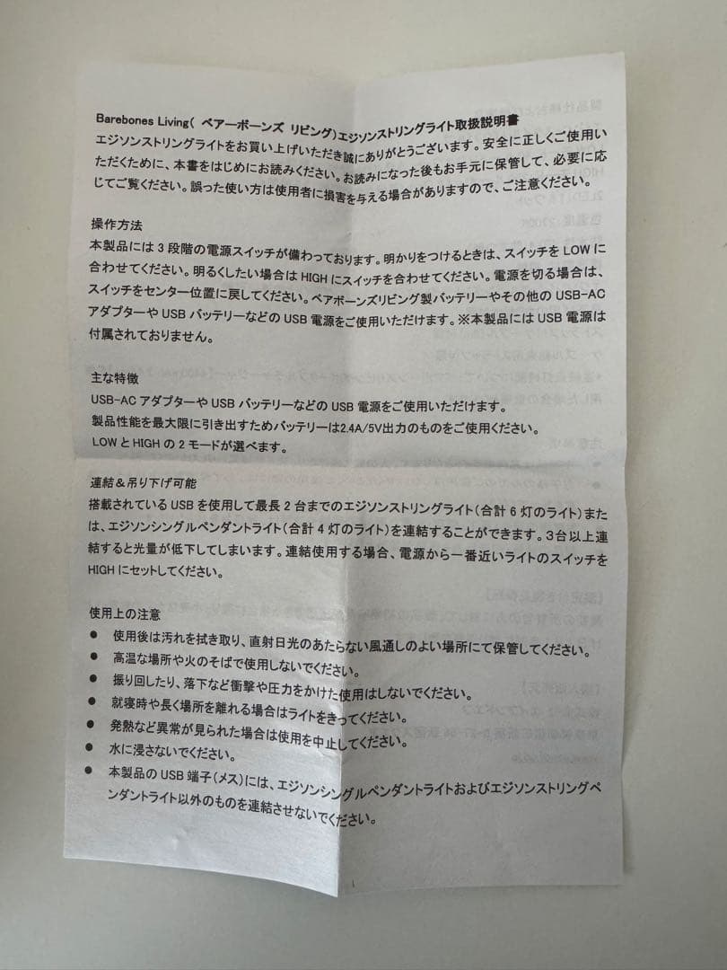 【しろくま】Barebones エジソン ストリング ペンダント