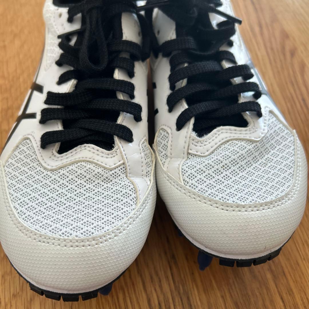 ASICS スパイクシューズ ホワイト/ブラック　取替スパイク付き