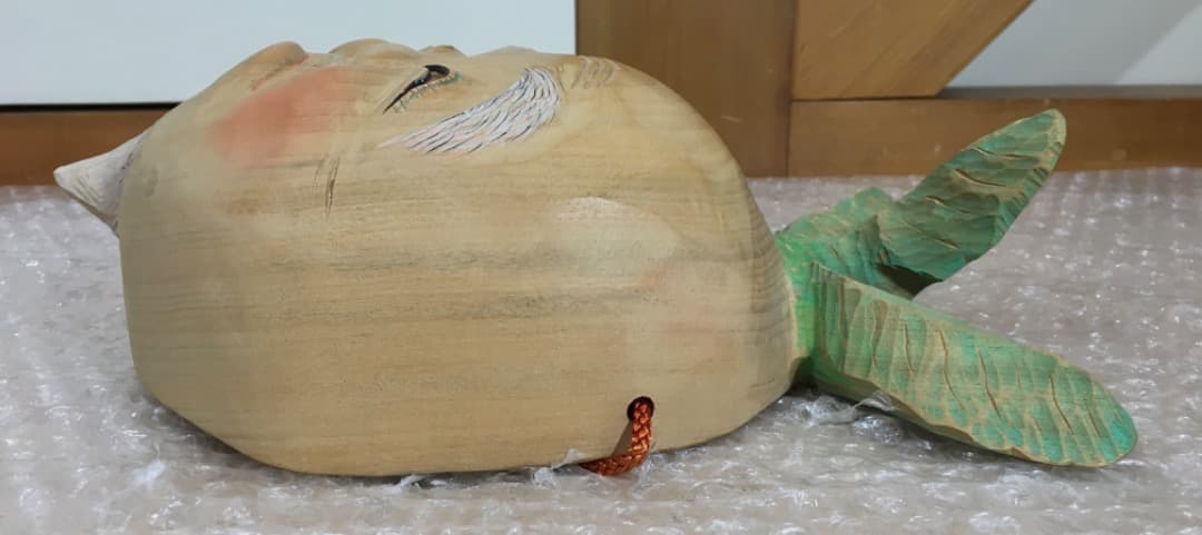 ○前島秀章 福蕪 一九九九 秋 1999年 25cm かぶ お面 木彫彫刻 置物