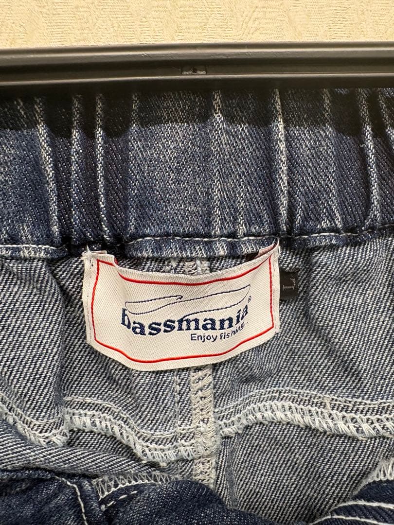 bassmaniaオーバルロゴ刺繍ケミカルデニムパンツ ［BLU］L