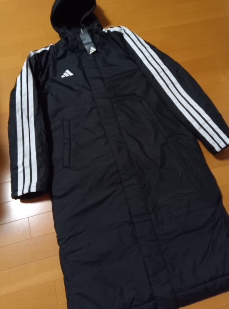 新品adidasアディダスボアキルティングベンチコートXL黒ブラック