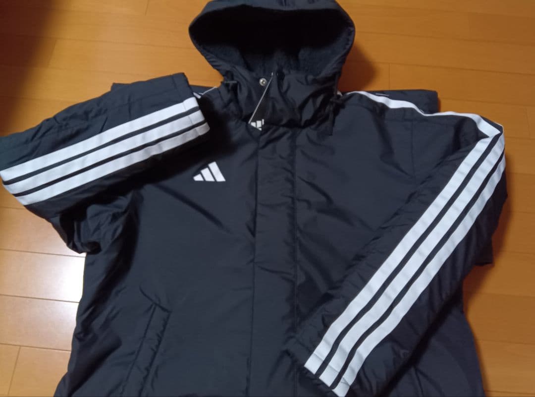 新品adidasアディダスボアキルティングベンチコートXL黒ブラック
