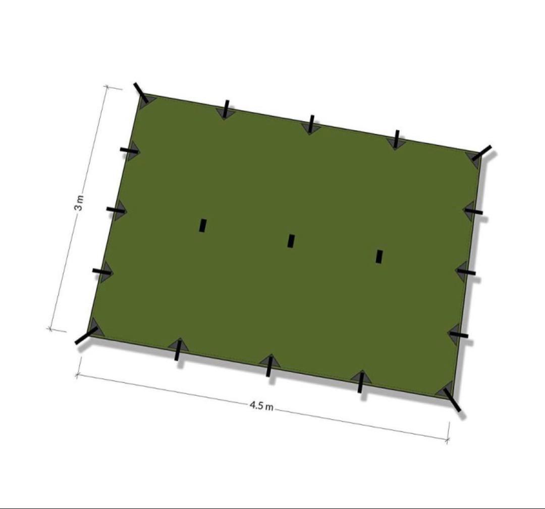 タグ付きDDTarpXL4.5x3m付属品付き緑