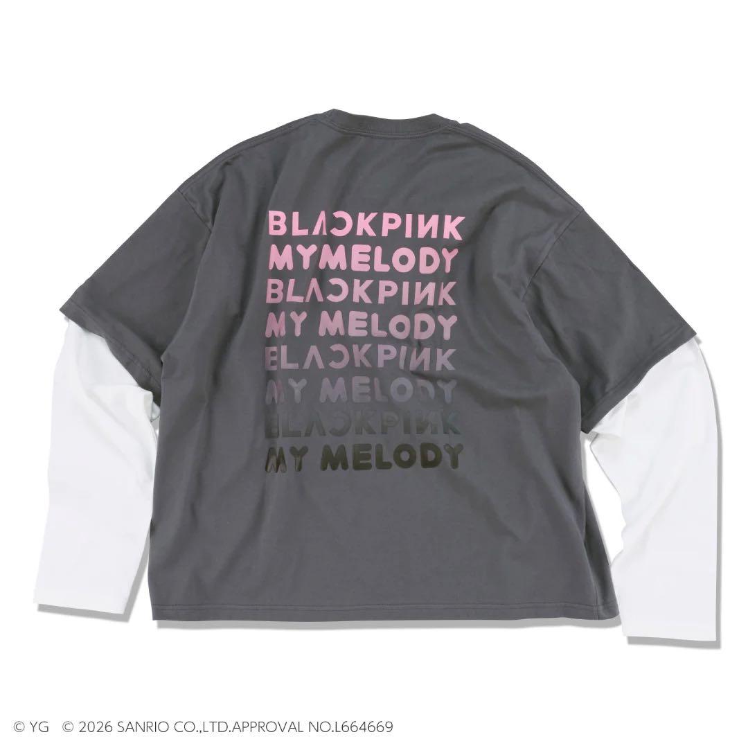 BLACKPINK マイメロディ 長袖 レイヤード Tシャツ グレー