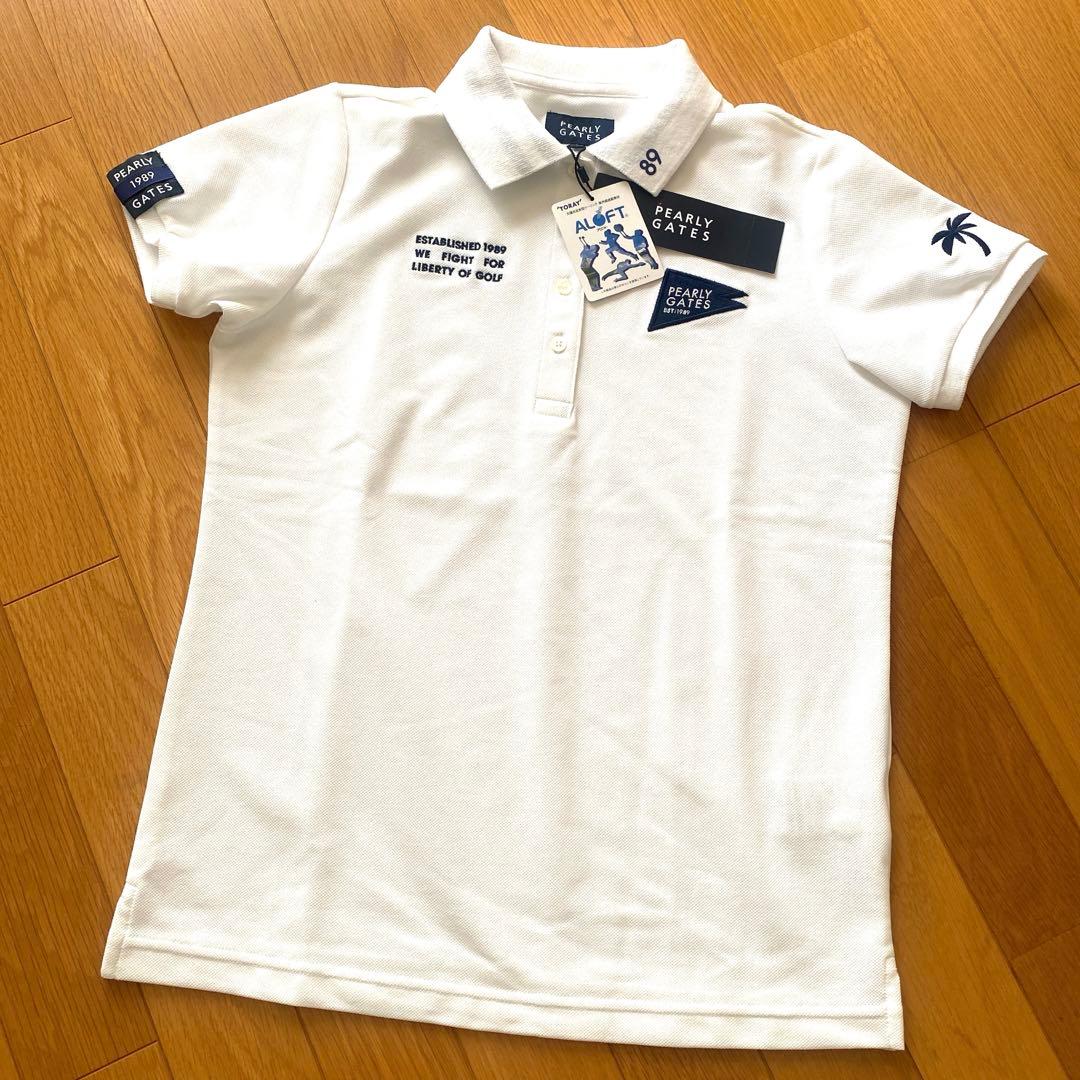 パーリーゲイツ☆ 新品 紫外線遮蔽 クーリング効果 フラッグワッペン ポロシャツ