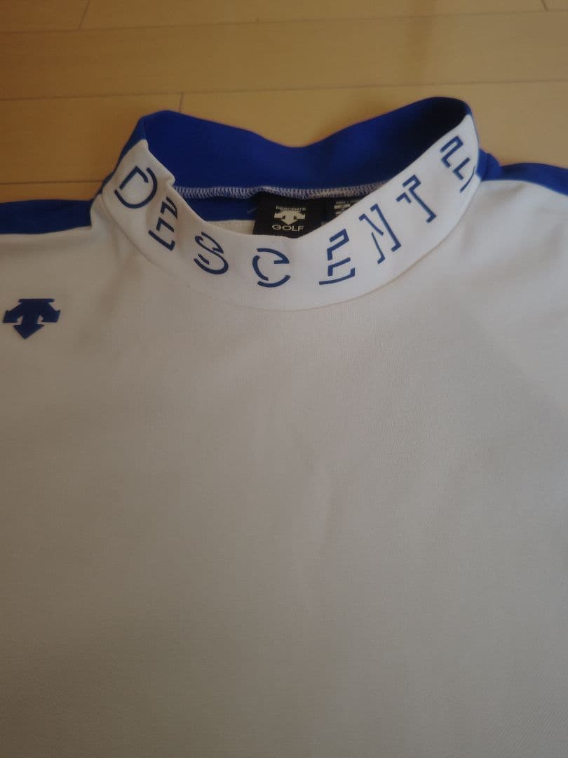 DESCENTEGOLF デサントゴルフ モックシャツ ブルー&ホワイト 白青M