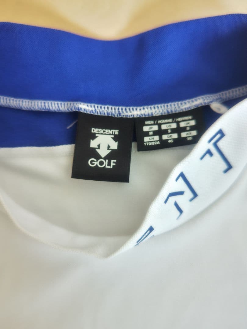 DESCENTEGOLF デサントゴルフ モックシャツ ブルー&ホワイト 白青M