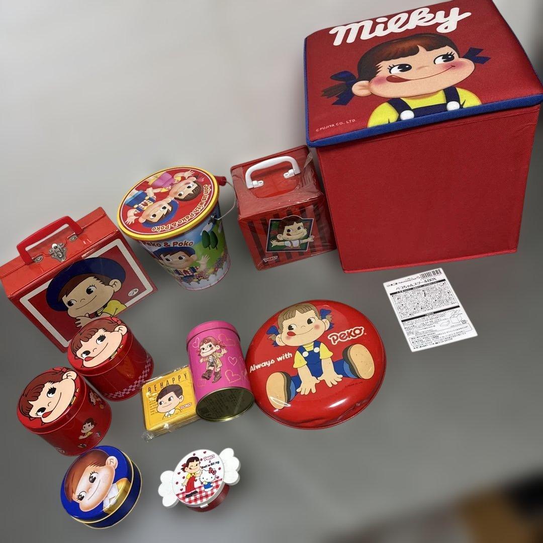 不二家　ペコちゃん　缶　物入れ　スツールBOX 貯金箱 インテリア