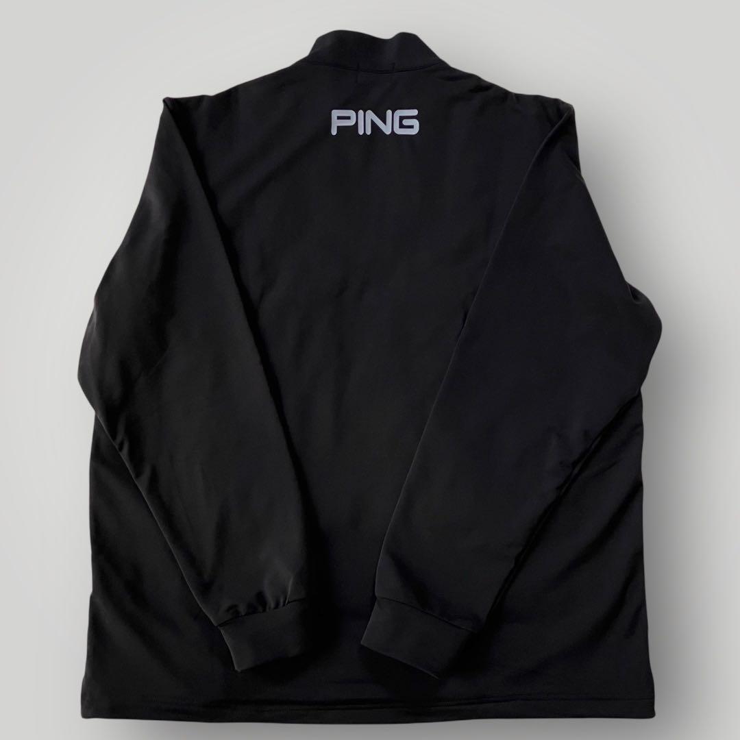 【新品】PING 2024年　キルティング ハーフジップシャツ　ブラック　M