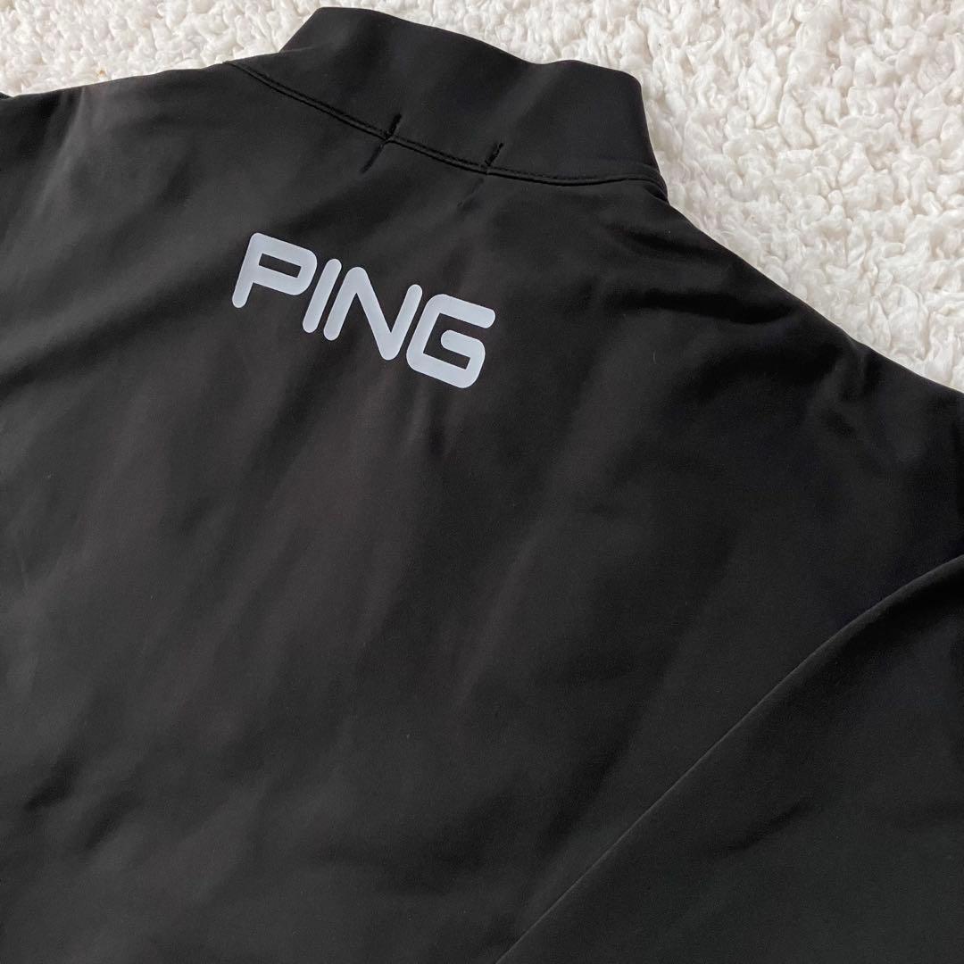 【新品】PING 2024年　キルティング ハーフジップシャツ　ブラック　M