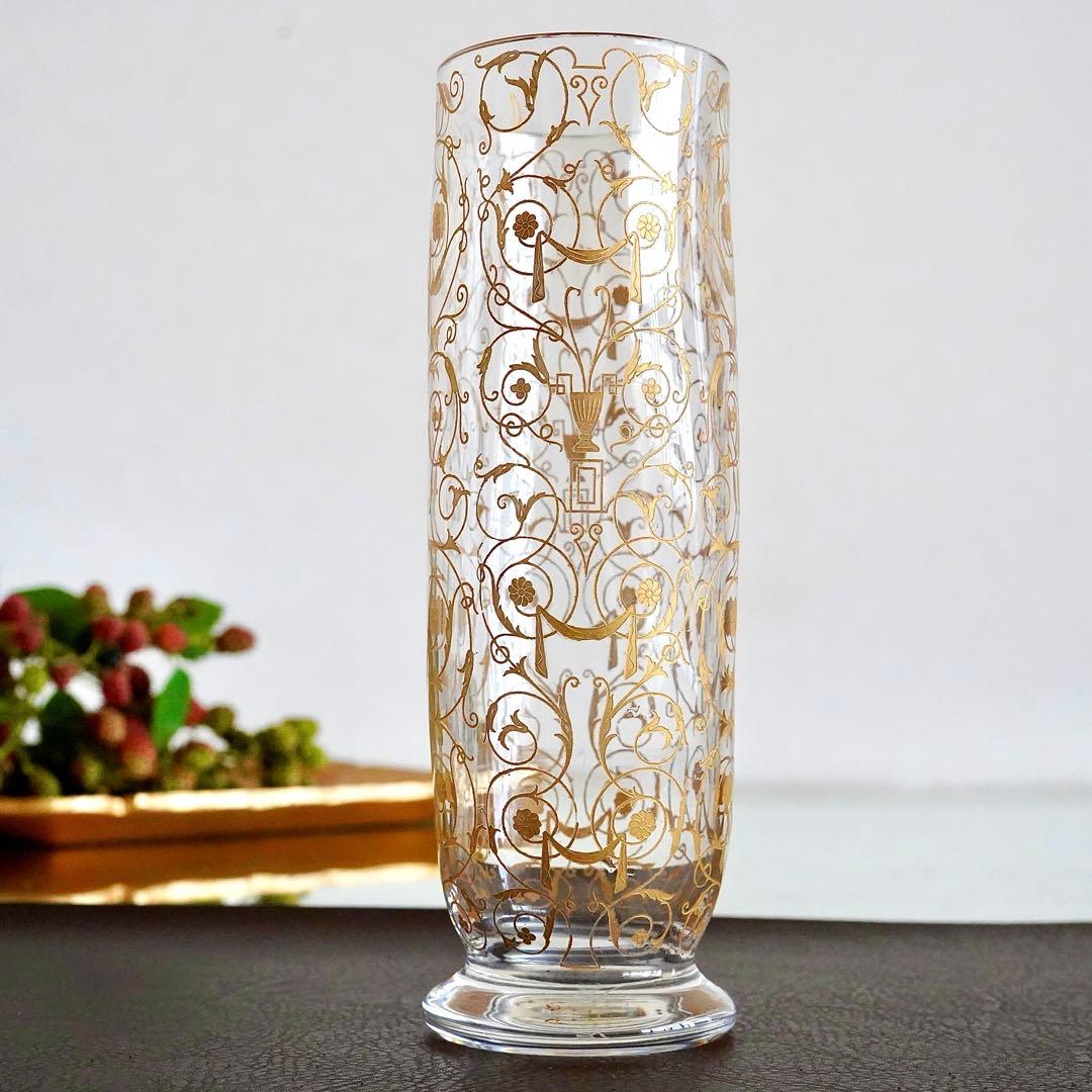 希少★オールドバカラ ミケランジェロ 花瓶 24金彩 BACCARAT刻印★美品