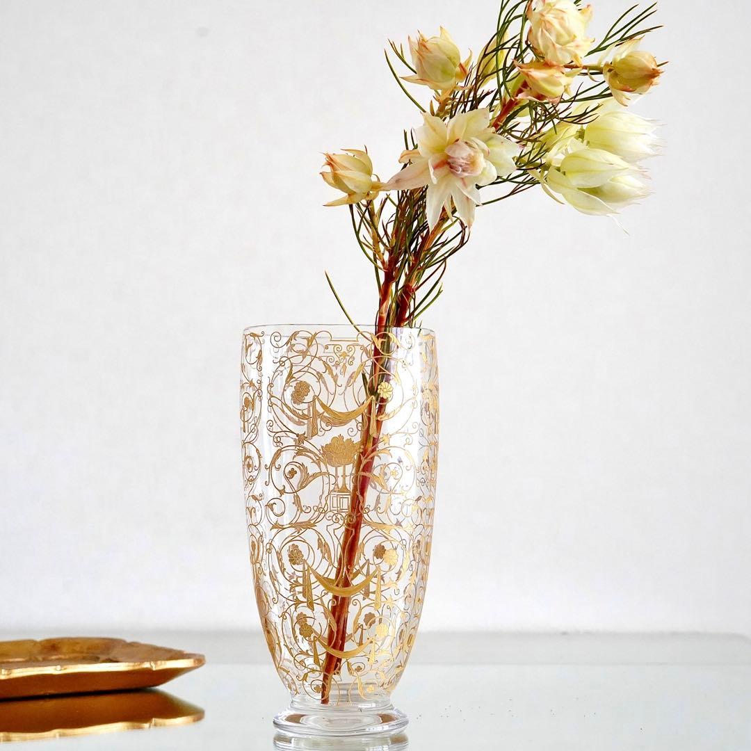 希少★オールドバカラ ミケランジェロ 花瓶 24金彩 BACCARAT刻印★美品