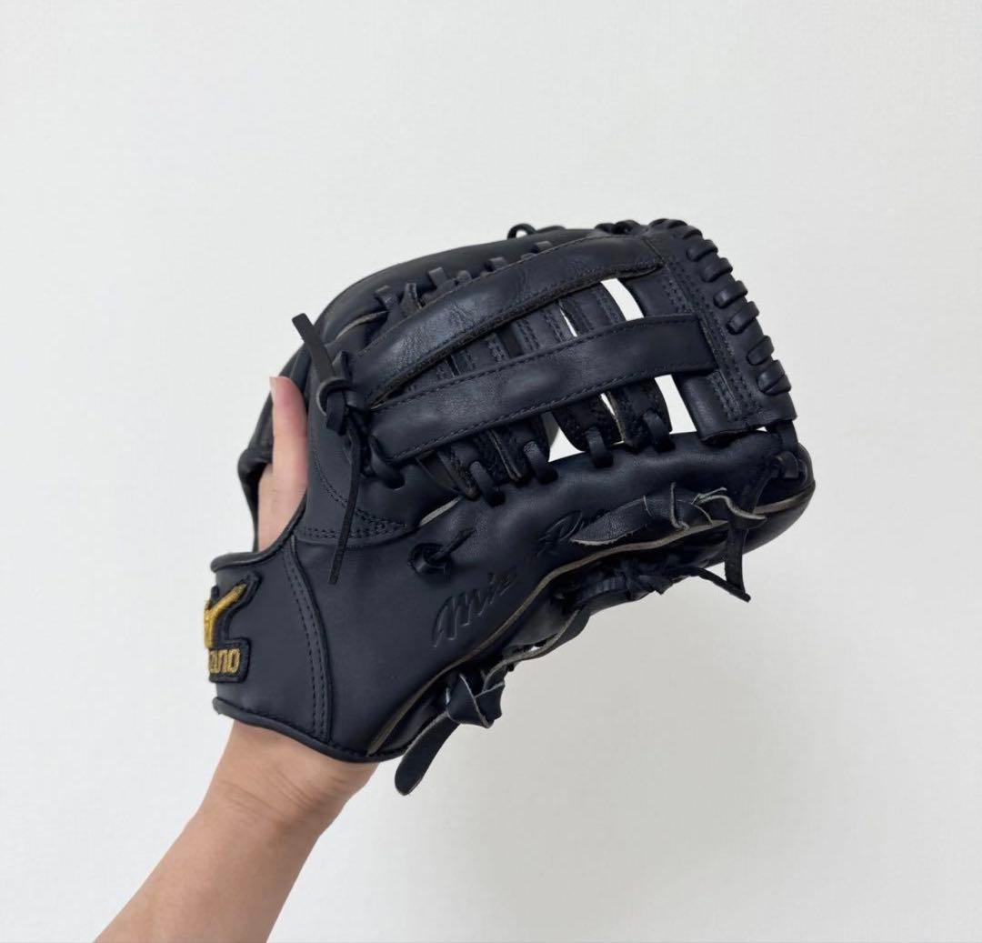 Mizuno 硬式用グローブ 黒 レザー 超良型