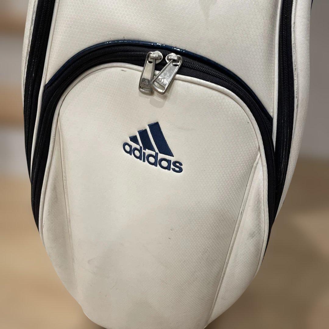 中古キャディバッグ アディダス adidas ホワイト/レッド フードカバーつき
