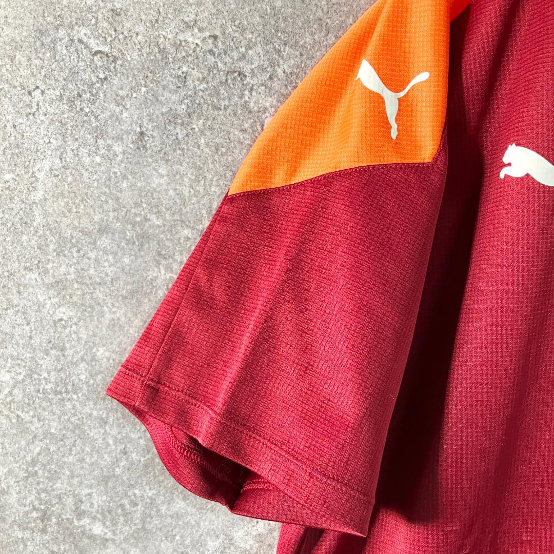 PUMA　サッカーウェア　半袖シャツ　鎌倉学園　18番　朱色　ポリエステル