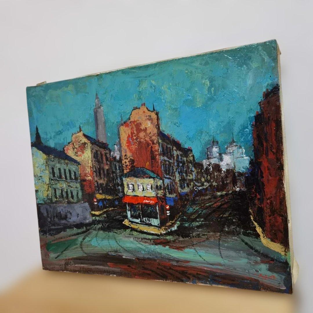 都市の風景 油彩画