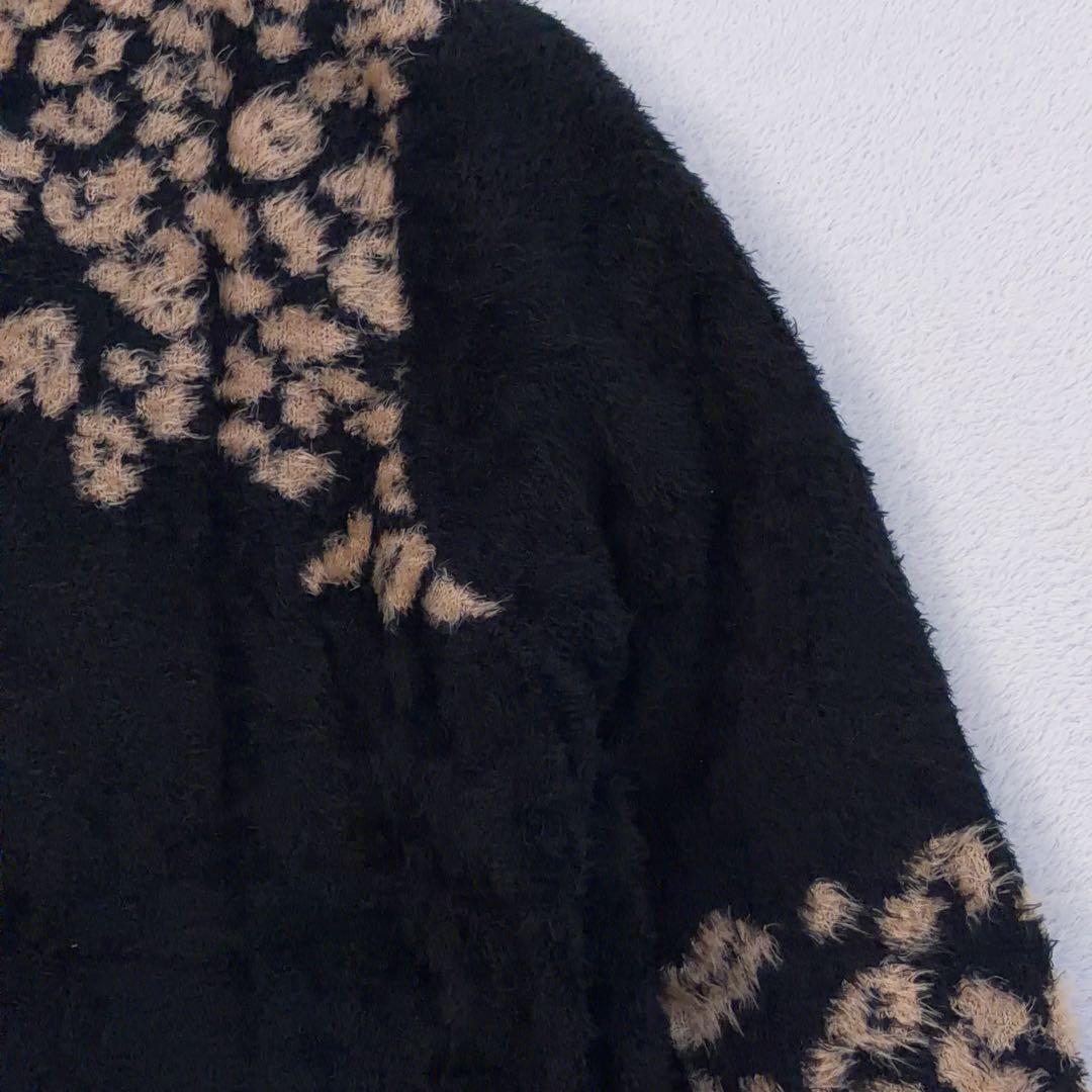 【PEARLY GATES】ゴルフ シャギーニット レオパード柄 ロゴ刺繍 0