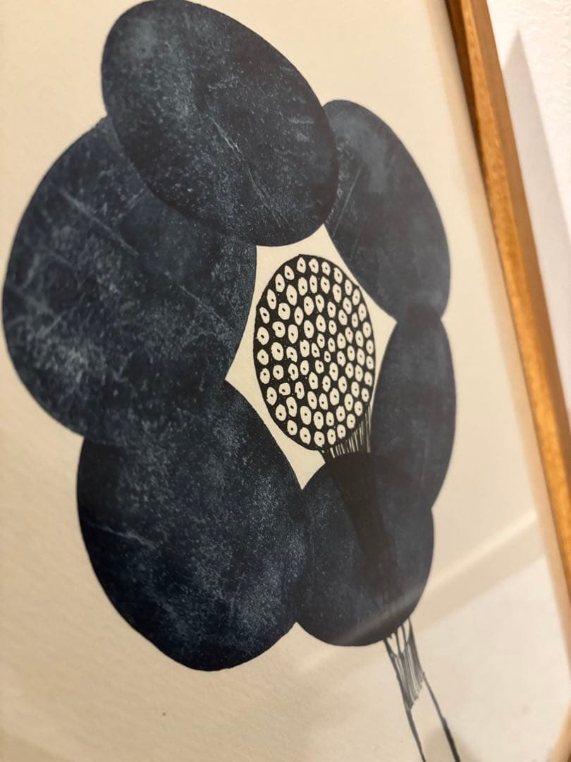 原画　山口一郎 藍色　群青色　花 Sサイズ