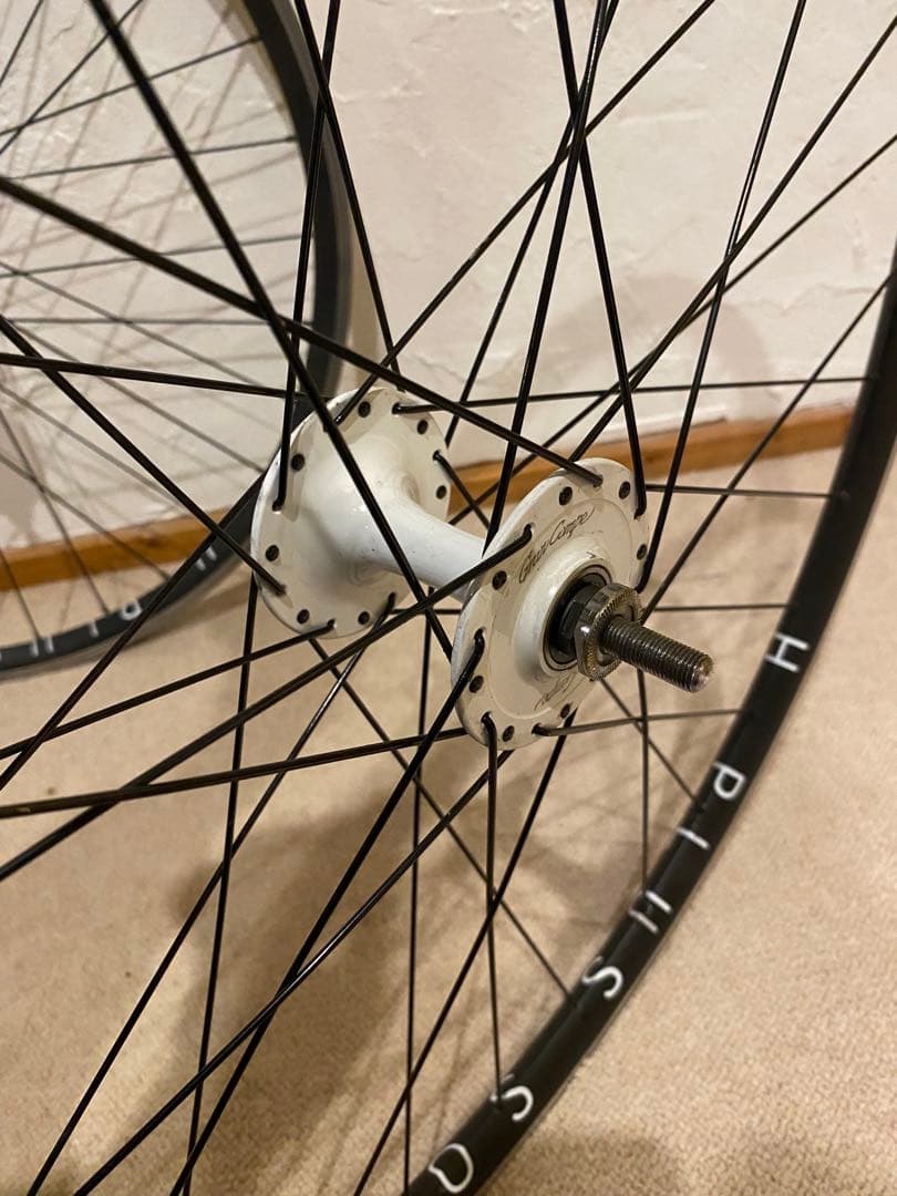 【希少ホワイトハブ】エイチプラスサン 700c ピストホイール前後 njs 競輪