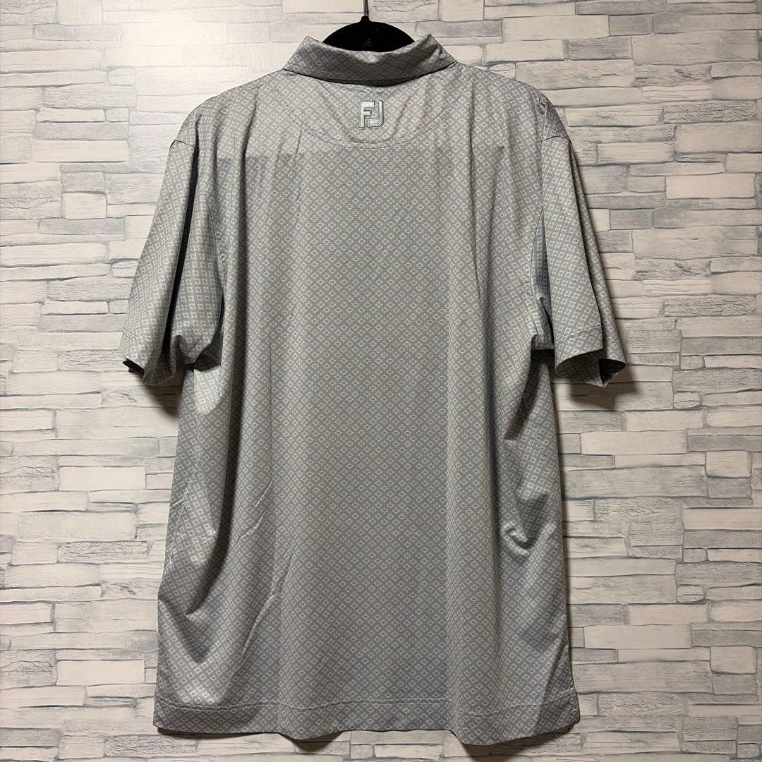 【中古美品】FOOT JOY フットジョイ ポロシャツ 総柄 グレー系2XL