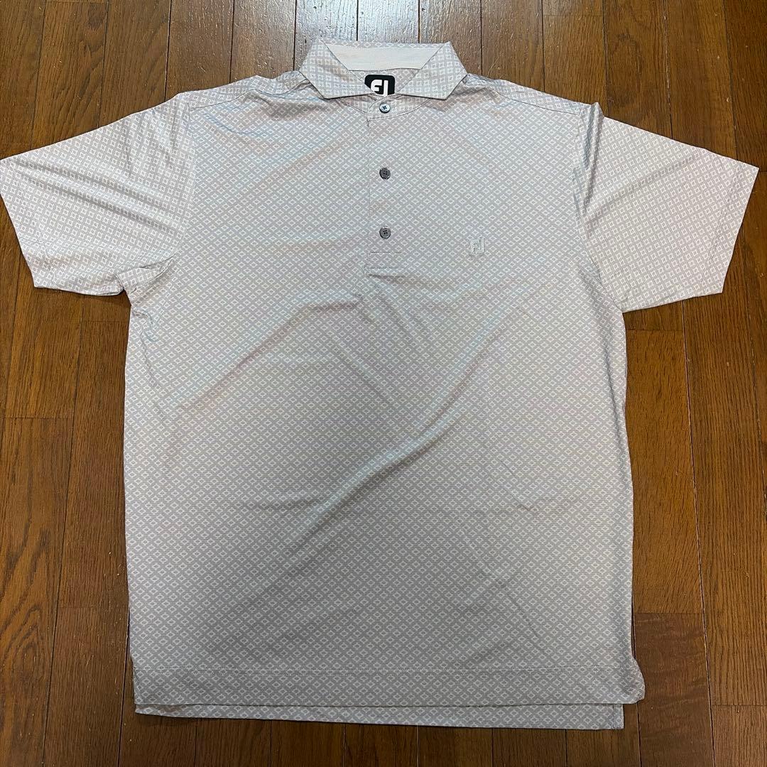 【中古美品】FOOT JOY フットジョイ ポロシャツ 総柄 グレー系2XL