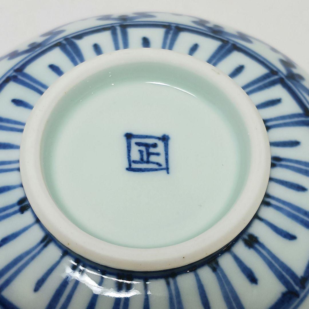 Y3311-2 伊万里 在銘 染付松皮菱繋文 飯碗 5客セット 共箱