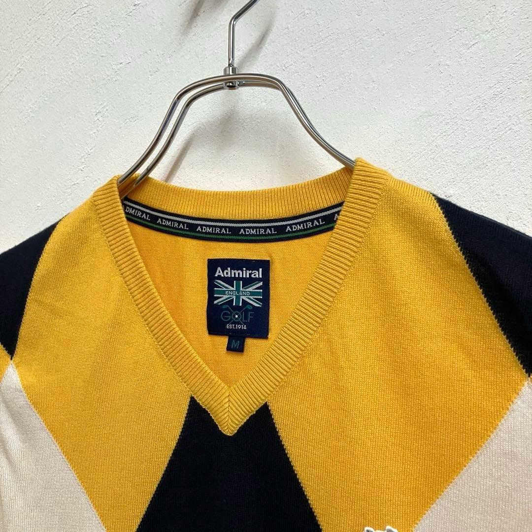 美品 admiral golf アーガイル ニットベスト イエロー アドミラル