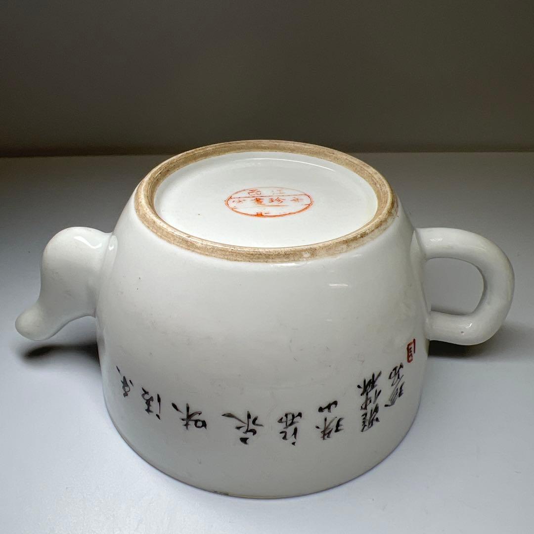 中国清時代　粉彩人物画急須　幅約16㎝　東Y8-0310☆2Fトヒチカ
