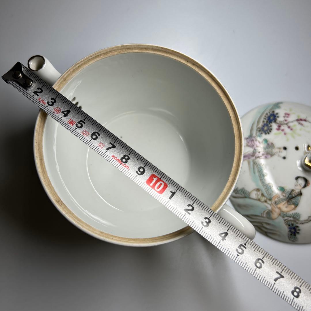 中国清時代　粉彩人物画急須　幅約16㎝　東Y8-0310☆2Fトヒチカ