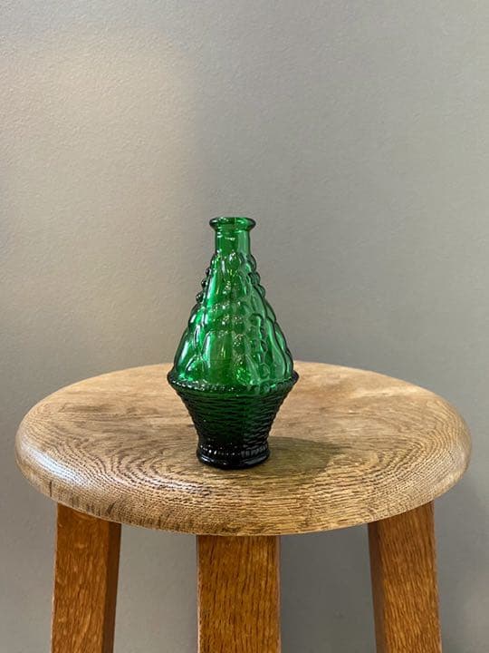 ビンテージ 花瓶 グリーン モヤモヤ デザイン ガラス フラワーベース 美品