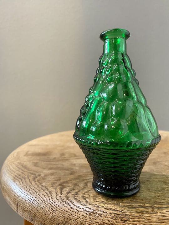 ビンテージ 花瓶 グリーン モヤモヤ デザイン ガラス フラワーベース 美品