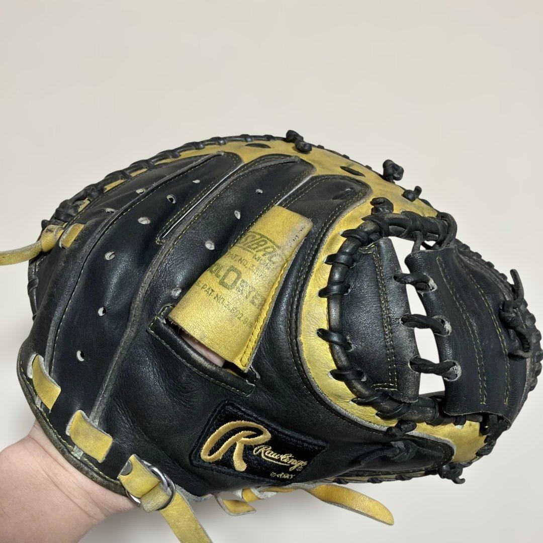 【ローリングス】キャッチャーミット　黒✖️黄　型良好　　　アシックス