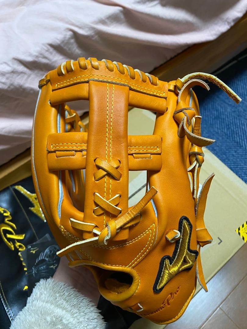 ミズノプロ　硬式　内野手用　グラブ　オレンジ　ギンジョウキップレザー　5DNA