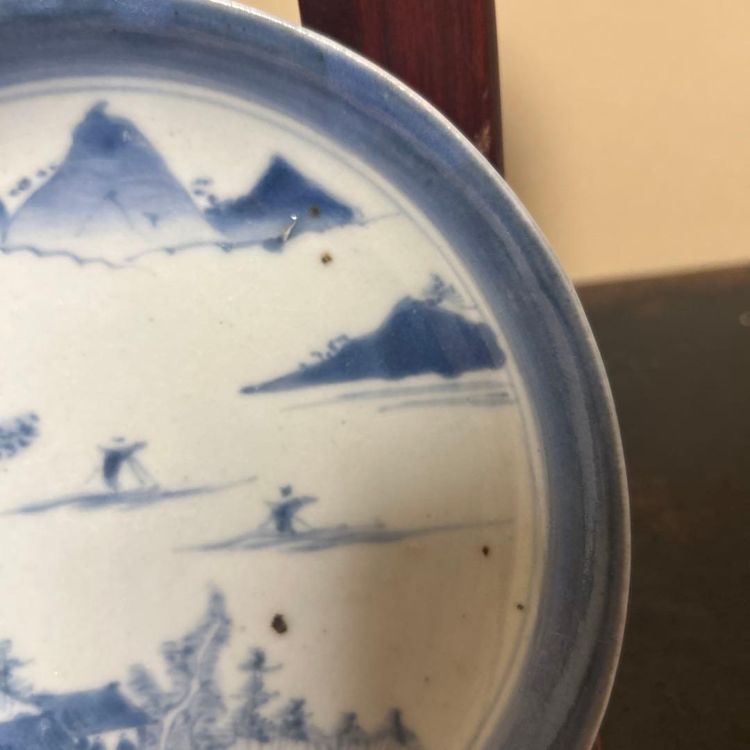 古伊万里　江戸中期〜後期　山水画　6寸皿5枚セット