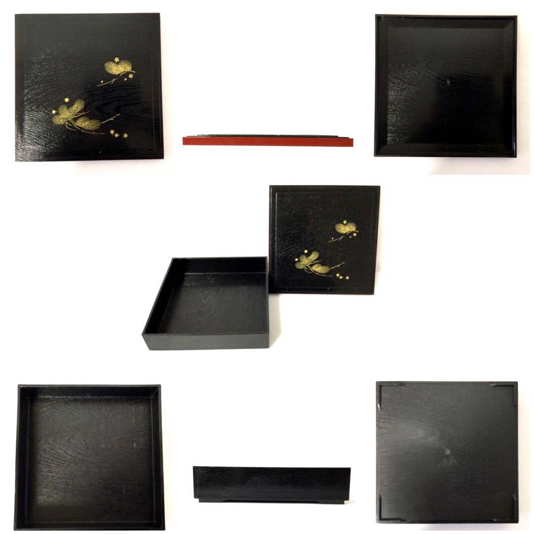 松花堂弁当箱 五点セット 器付 プラスチック箱 懐石道具 紙箱付 B992
