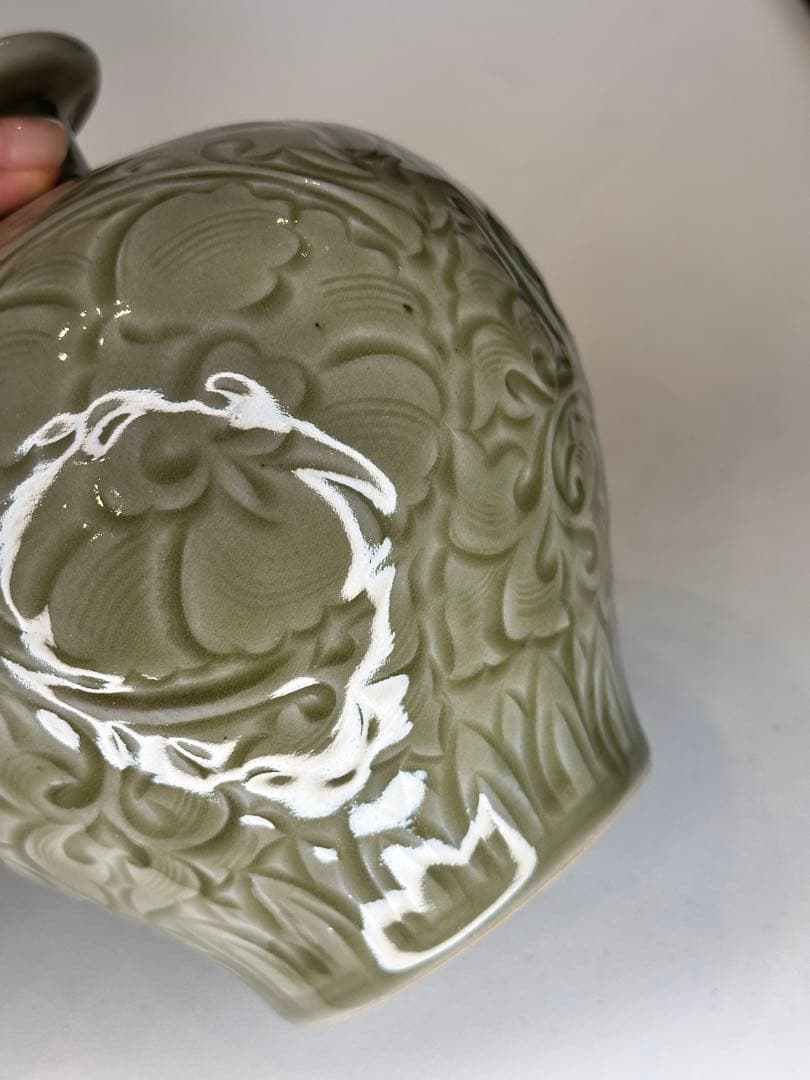 耀州窯 青磁 花瓶 中国古美術 时代物
