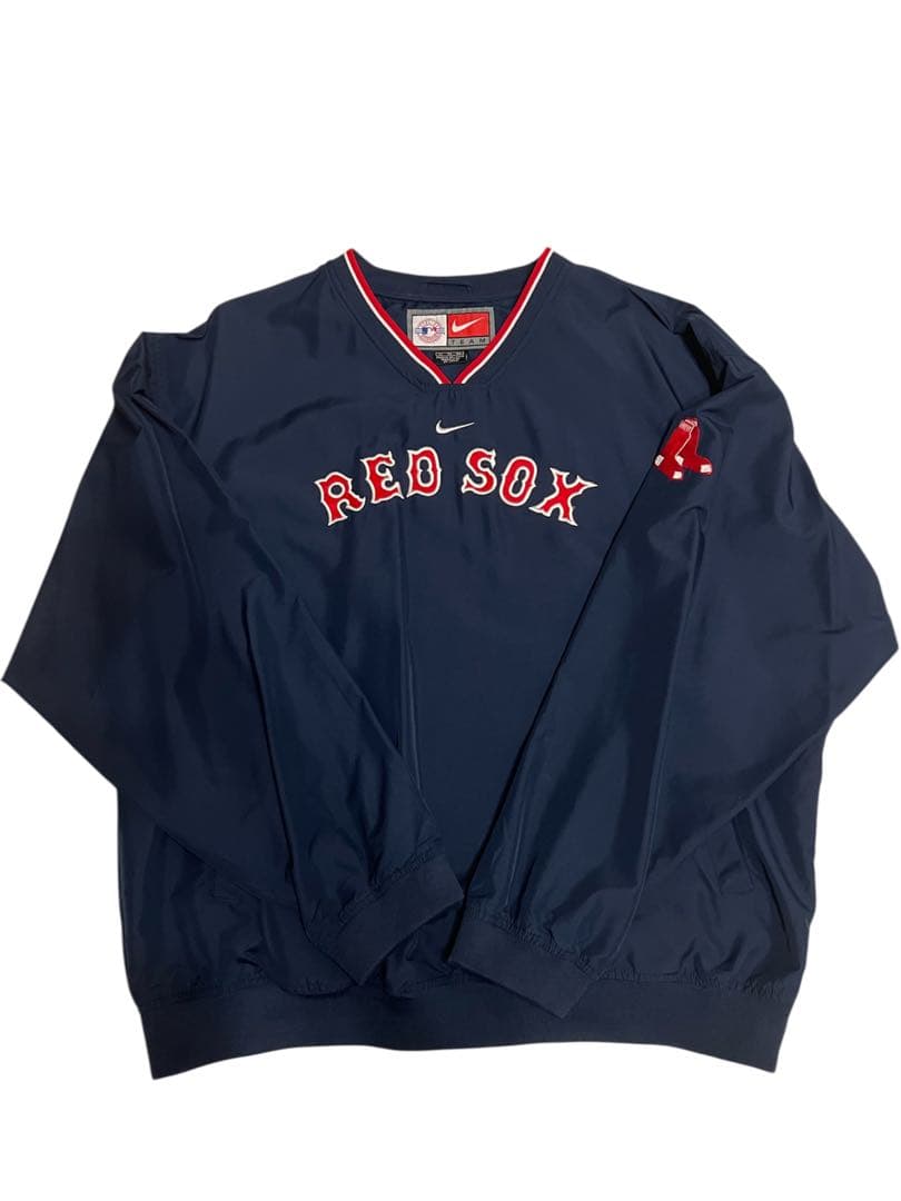 NIKE Red Sox VネックプルオーバーナイロンジャケットセンターロゴXL