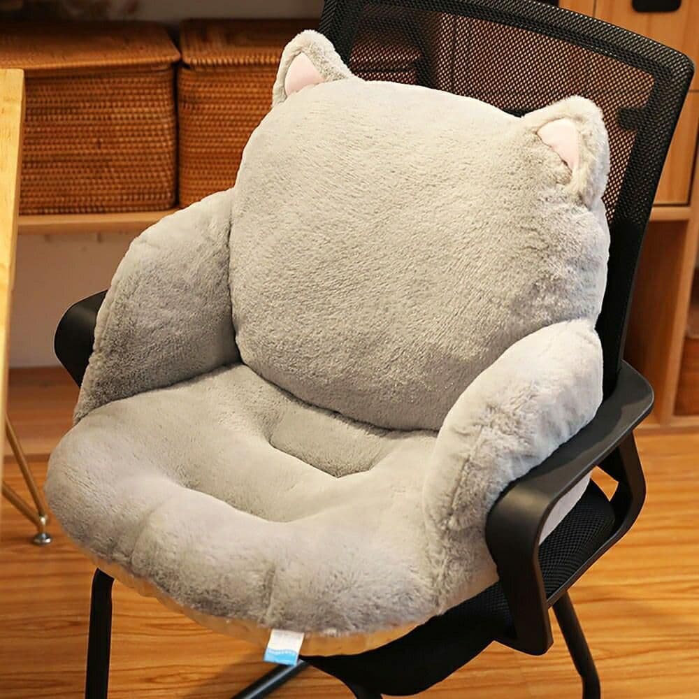 ３個セット 猫のチェアクッション☆　椅子 クッション 座椅子 猫 グレー
