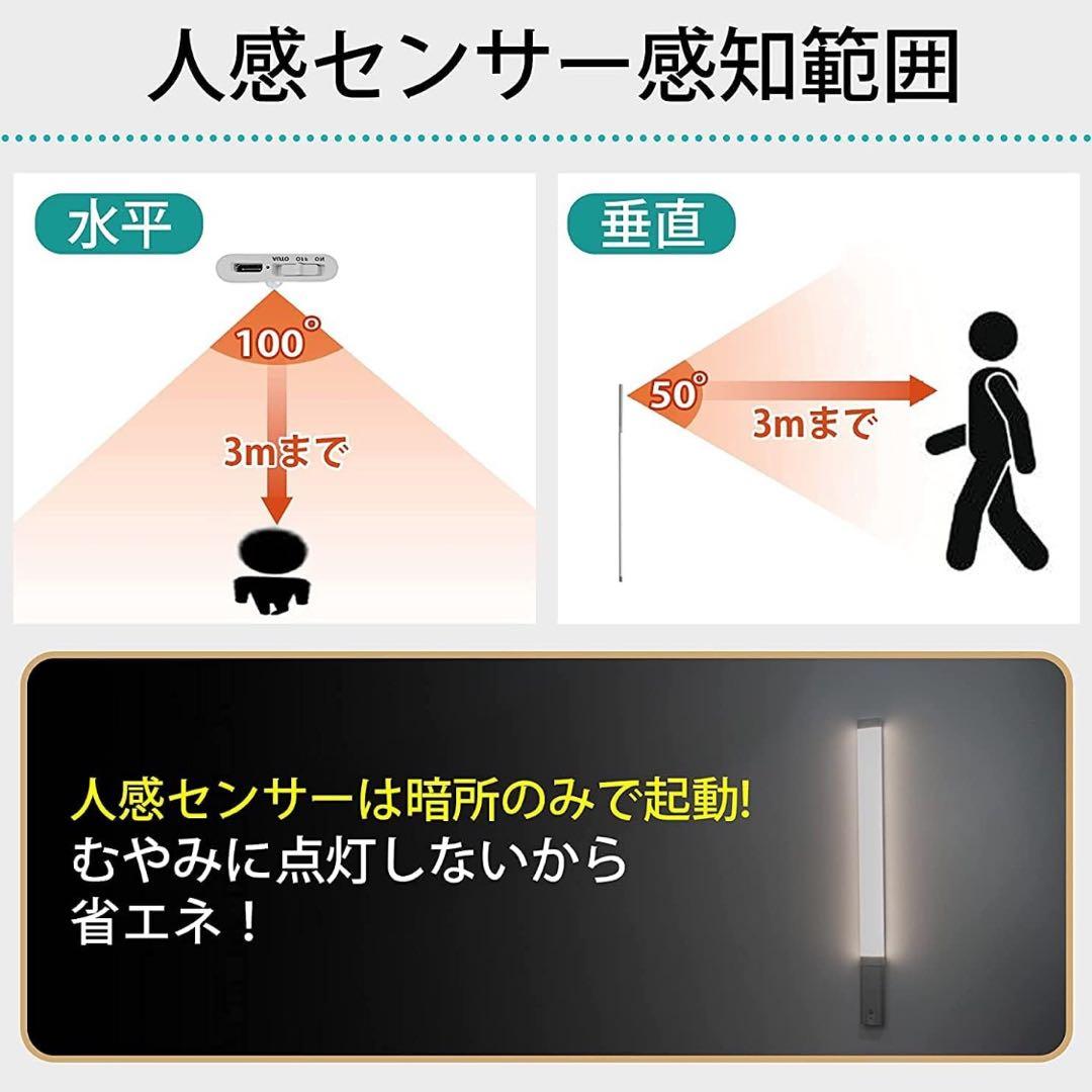 4個セット⭐️ 人感センサーライト LED 照明 USB充電 マグネット 懐中電灯