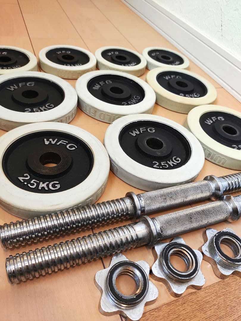 WFG ダンベルプレート 2.5kg×6枚 1.25kg×4枚　シャフト