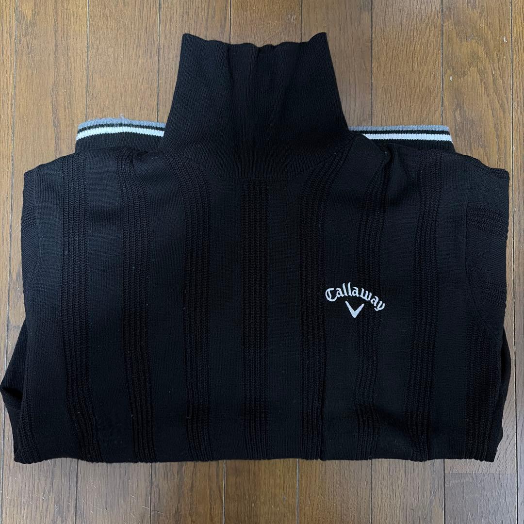 【中古美品】callawayキャロウェイ タートルネックセーター 3Lブラック系