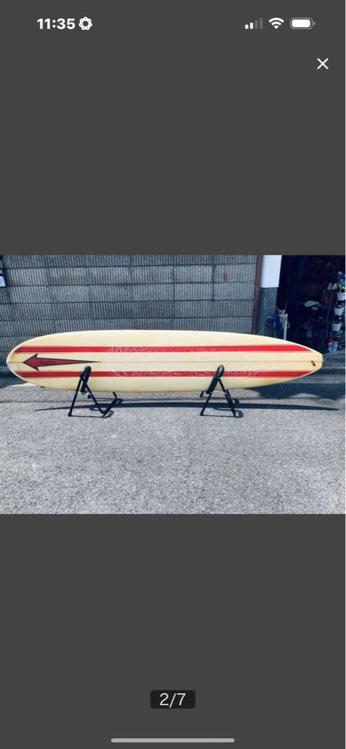フレッチャーシエープ9ロングボード 赤いストライプ追加画像送料込みにしました