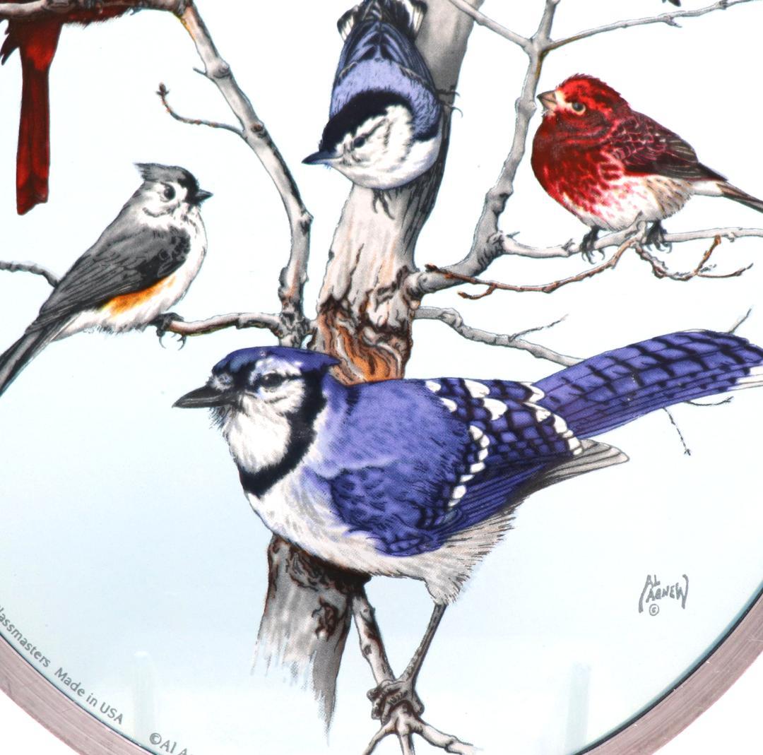 冬の七羽の鳥たち ヴィンテージ ステンドグラス アル・アグニュー 絵画