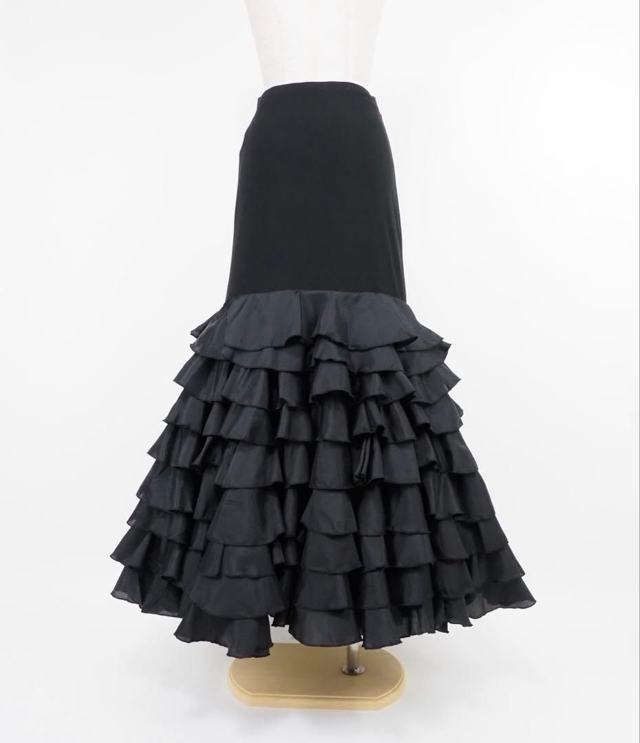 フラメンコ　ファルダ　新品　フラメンコ衣装　レッスンファルダ　黒　Leirena