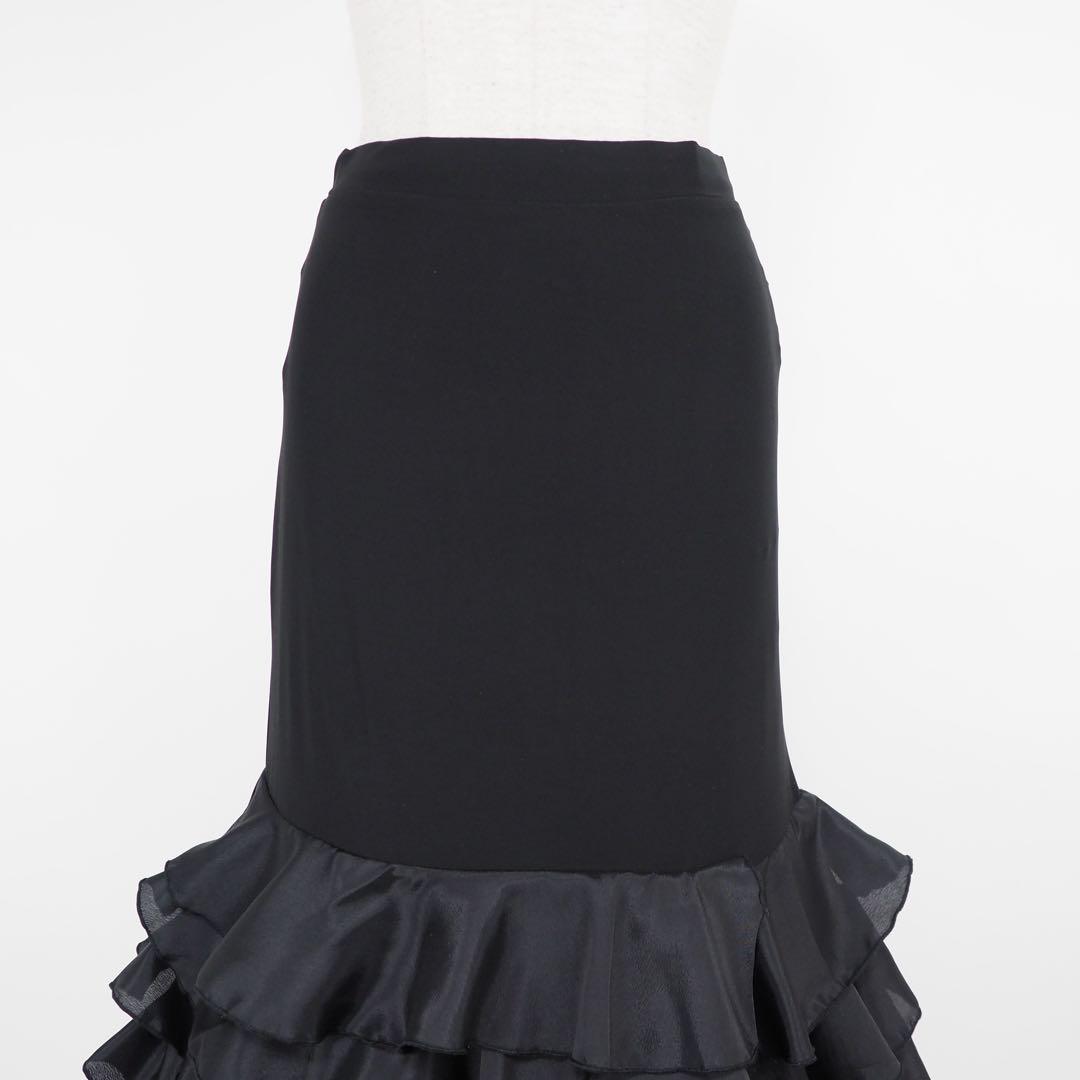 フラメンコ　ファルダ　新品　フラメンコ衣装　レッスンファルダ　黒　Leirena